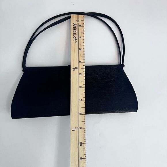 JESSICA MC CLINTOCK VINTAGE EVENING COCKTAIL BAG  NAVY BLUE RHINESTONES HANDLE - Picture 12 of 13